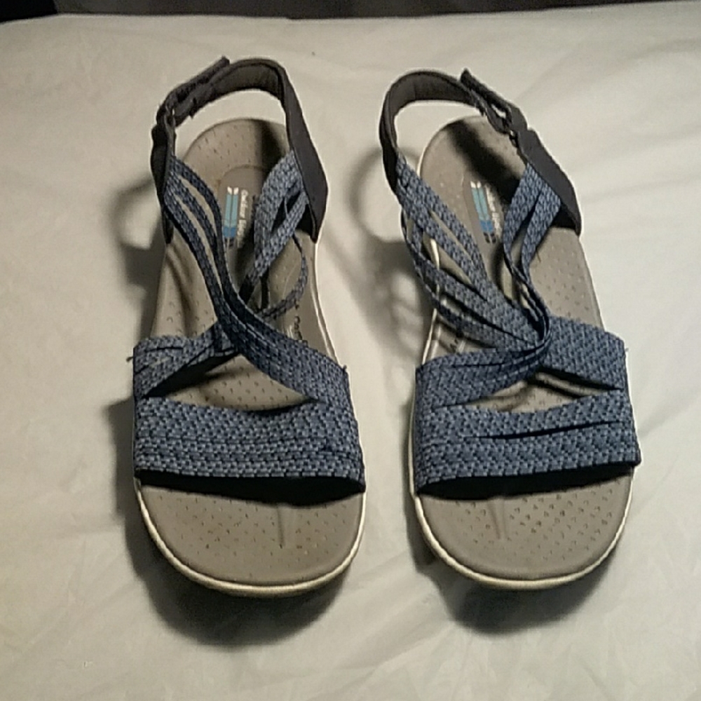 Skechers Blue and Gray Sporty Sandals with Woven Straps Size 7